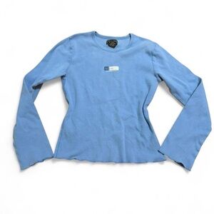 Vintage Y2K Abercrombie & Fitch Baby Blue Fitted Long Sleeve Top S